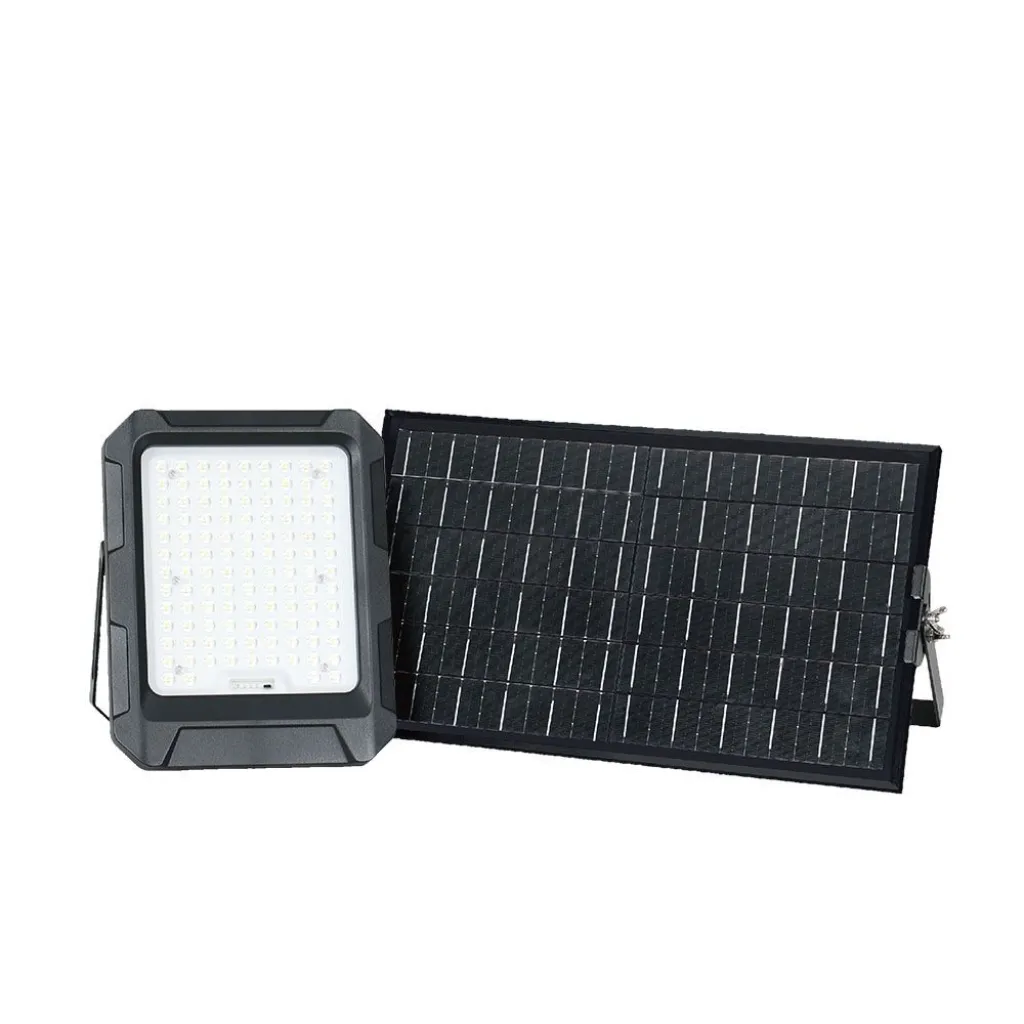 Faro LED con Pannello Solare 15W Telecomando Batteria sostituibile Cavo 3m Nero 4000K, vista dei componenti