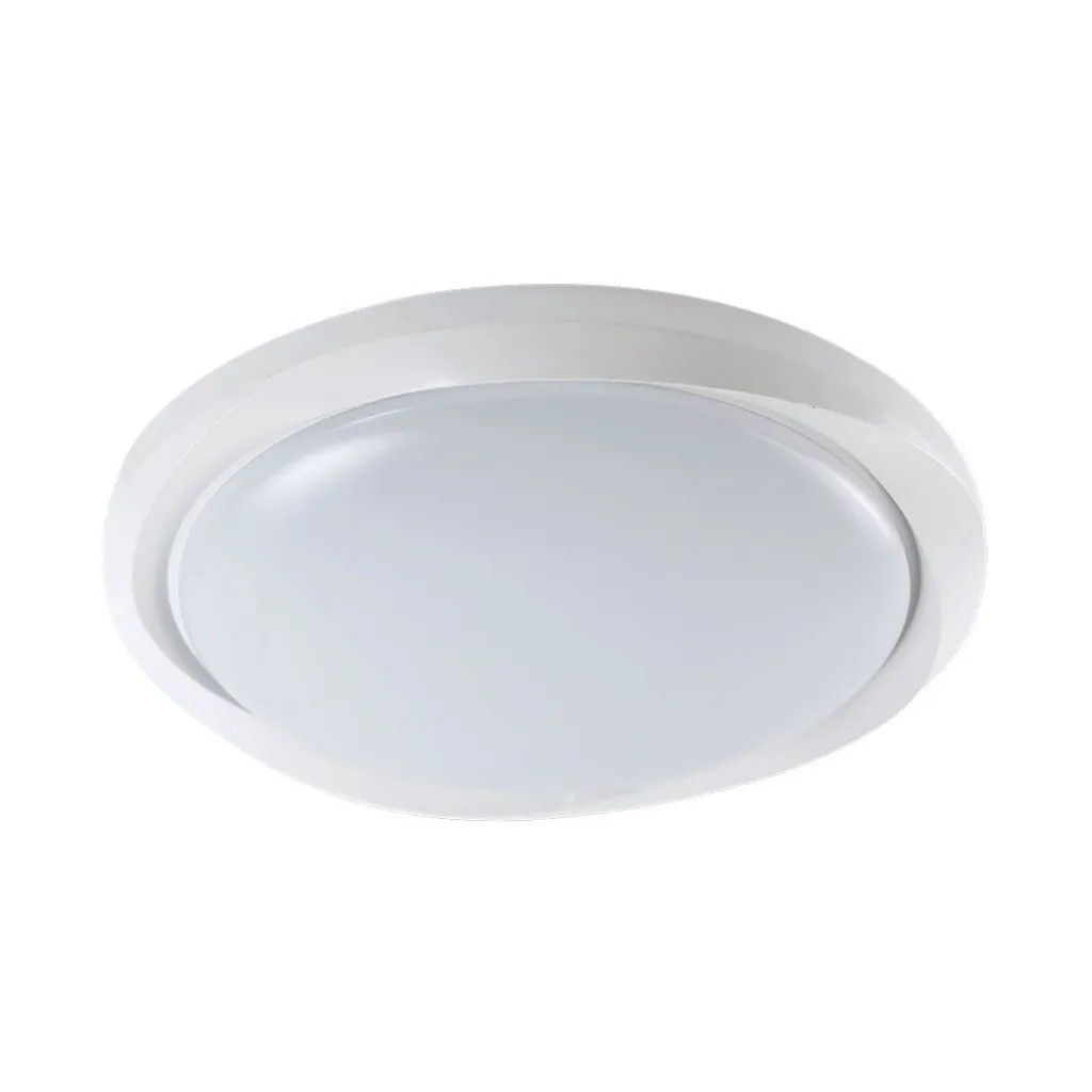 Plafoniera LED 60W Rotonda con Telecomando controllo Remoto CCT 3in1 Colore Bianco D492mm Dimmerabile 3000-6500K Cover Circolare, vista frontale angolata