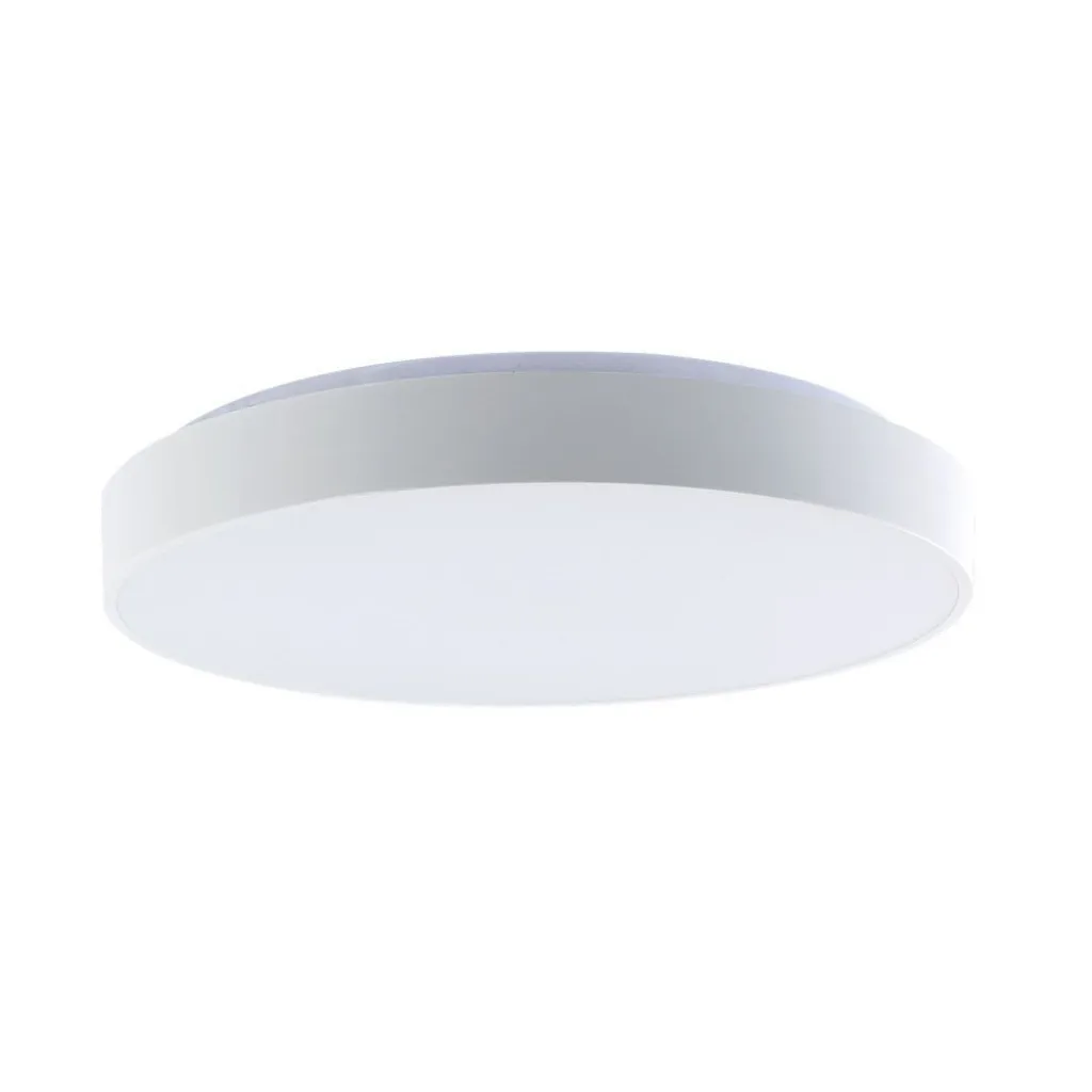 Plafoniera LED 40W Rotonda con Telecomando controllo Remoto CCT 3in1 Colore Bianco D395mm Dimmerabile 3000-6500K Cover Elegante, vista angolata