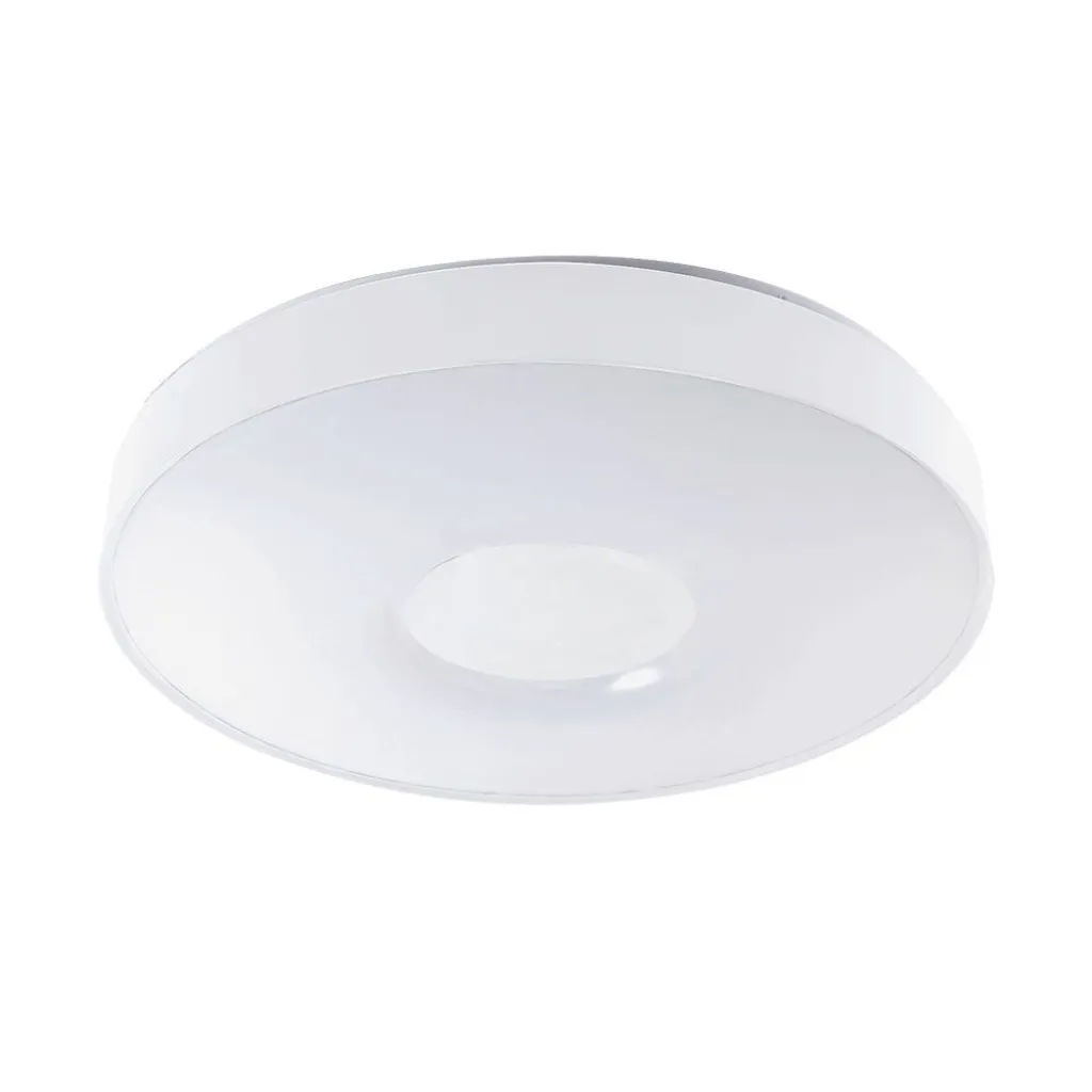 Plafoniera LED 40W Rotonda con Telecomando CCT 3in1 Colore Bianco D390mm Dimmerabile 3000-6500K Cover a Disco, vista frontale angolata