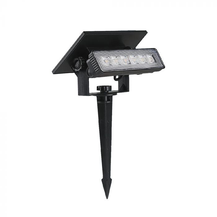 Faretto LED Solare da Giardino 0.9W LED Installazione 2in1 Terra/Muro 3000K, vista angolata frontale