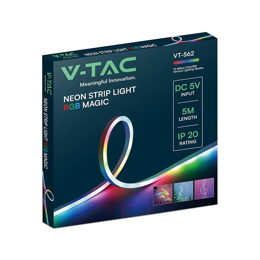 Kit Strip LED Neon RGB Magic Smart 3W/m 5m 30LED/m USB 5V Telecomando + Controller, vista angolata della scatola
