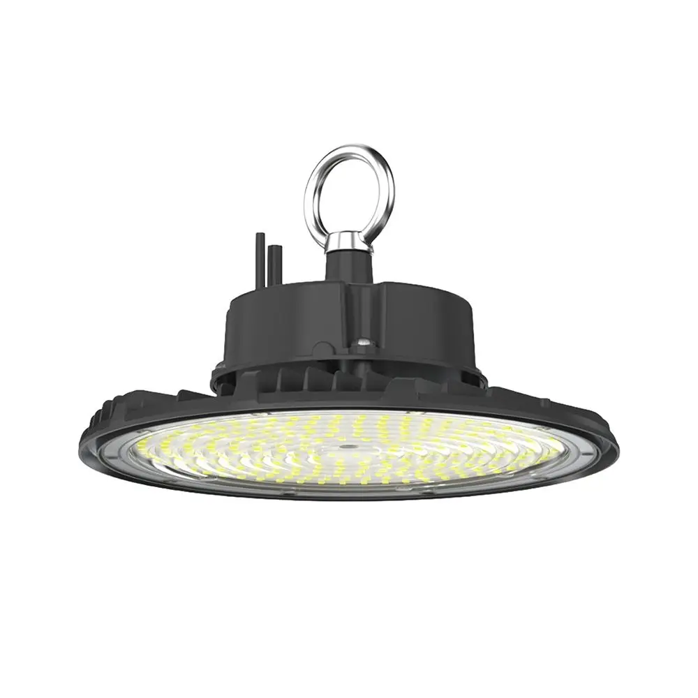 Campana Industriale LED 100W 160LM/W UFO Nera 6500K, vista frontale angolata