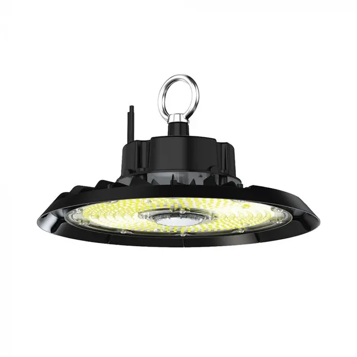 Campana Industriale LED Chip CREE 150W 160LM/W UFO Nera 4000K, vista angolata