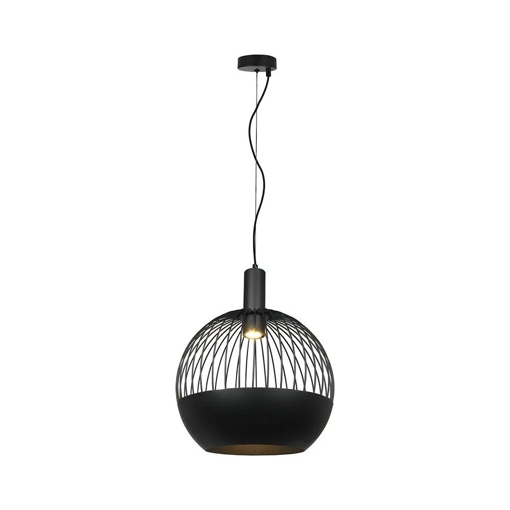Lampadario LED Decorativo a Sfera Attacco GU10 (max 5W) d:400mm Nero Opaco, vista frontale