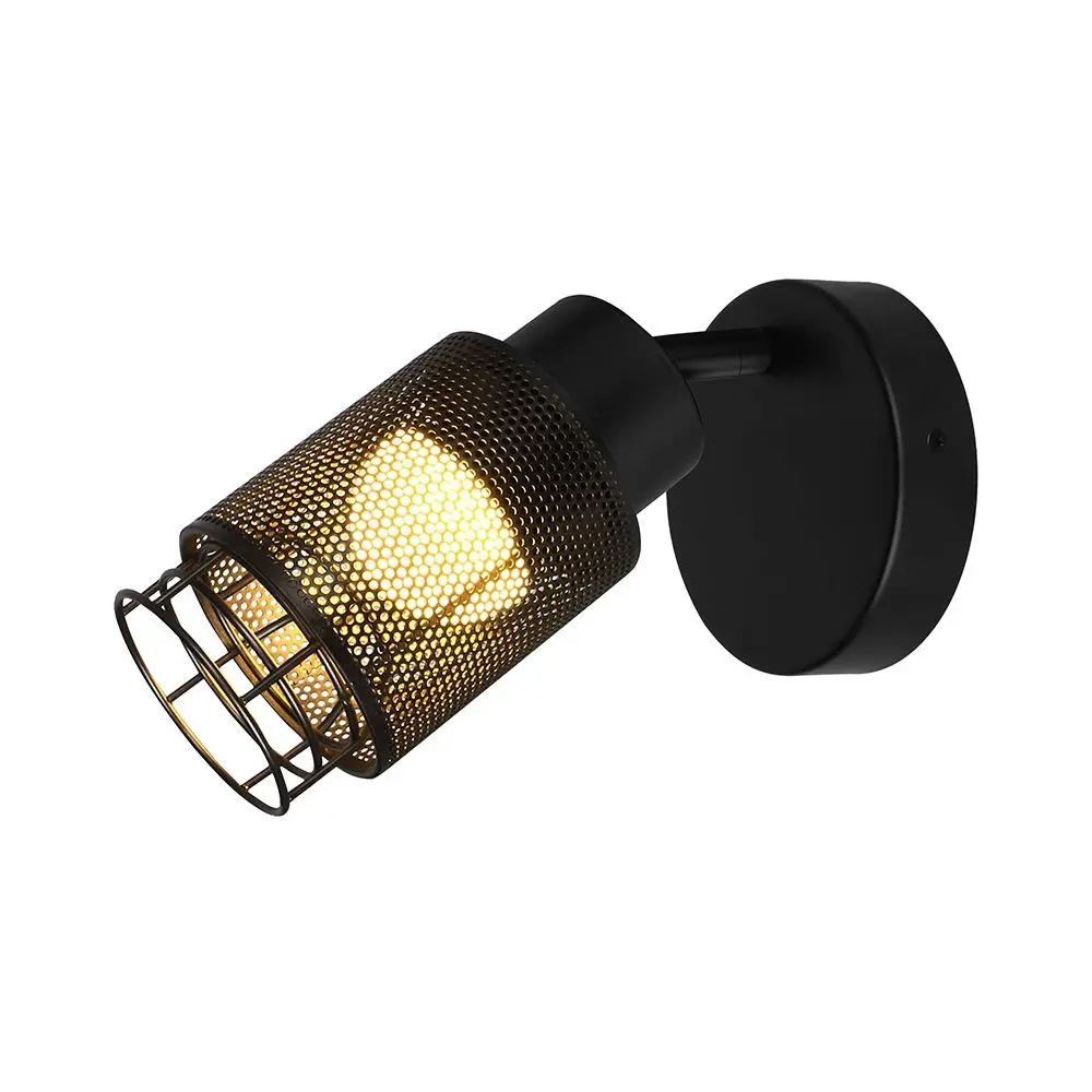 Lampadario LED a Plafone 6W con Faretto Orientabile Nero 3000K, vista angolata accesa