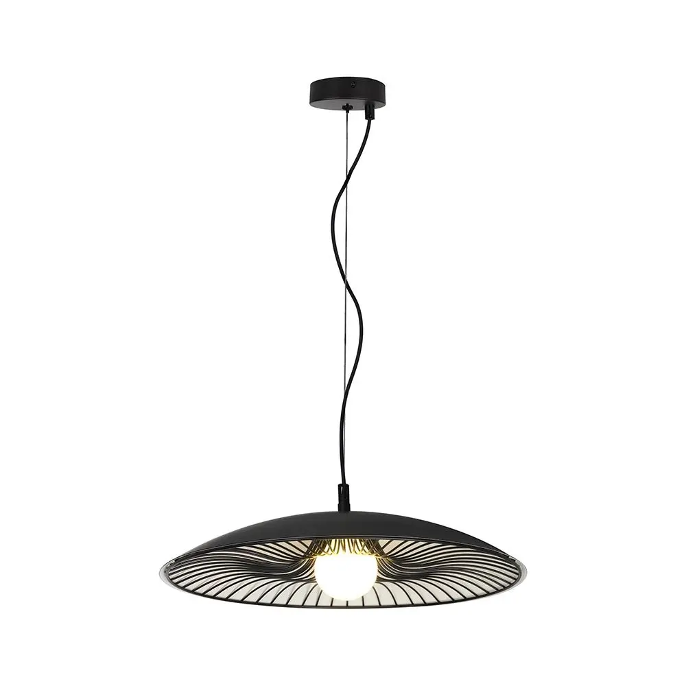 Lampadario LED con Portalampada G9 (20W) Metallo/Vetro Nero Bianco d:600mm, vista frontale completa