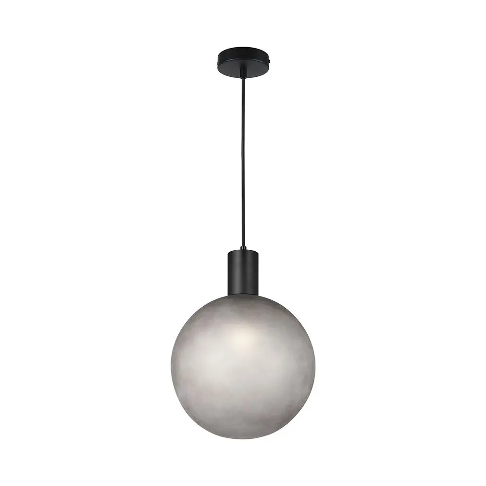 Lampadario LED a Sospensione E27 Vetro Sabbiato Ø300mm Grigio Satinato, vista frontale
