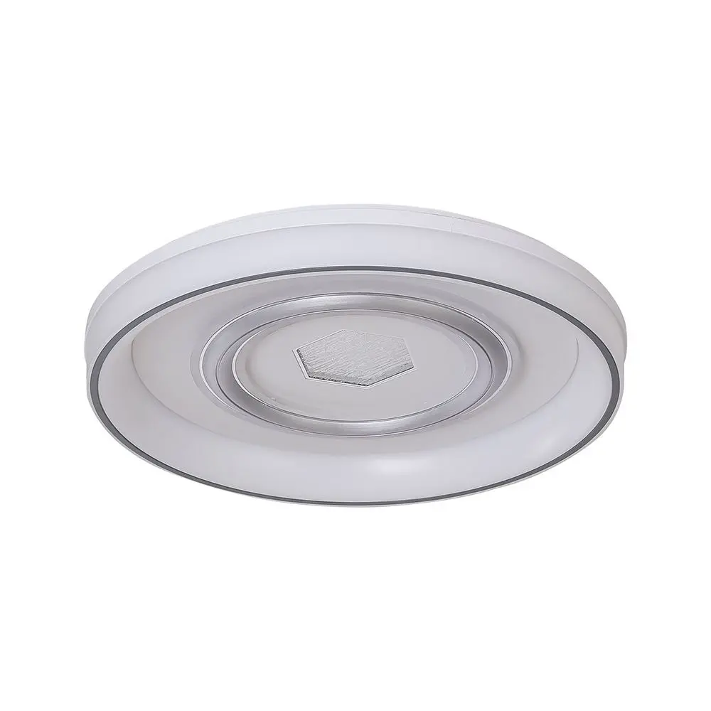 Lampadario LED 55W a Plafone con Telecomando d:485mm Bianco CCT Dimmerabile, vista angolata
