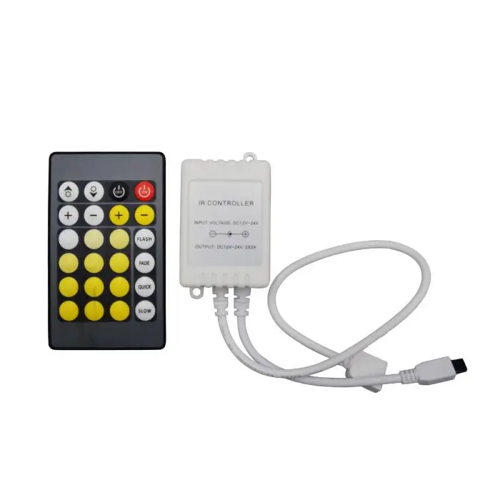 Controller Dimmer IR Strip LED CCT 3 Canali 12V/24V 6A con Telecomando, vista dei componenti