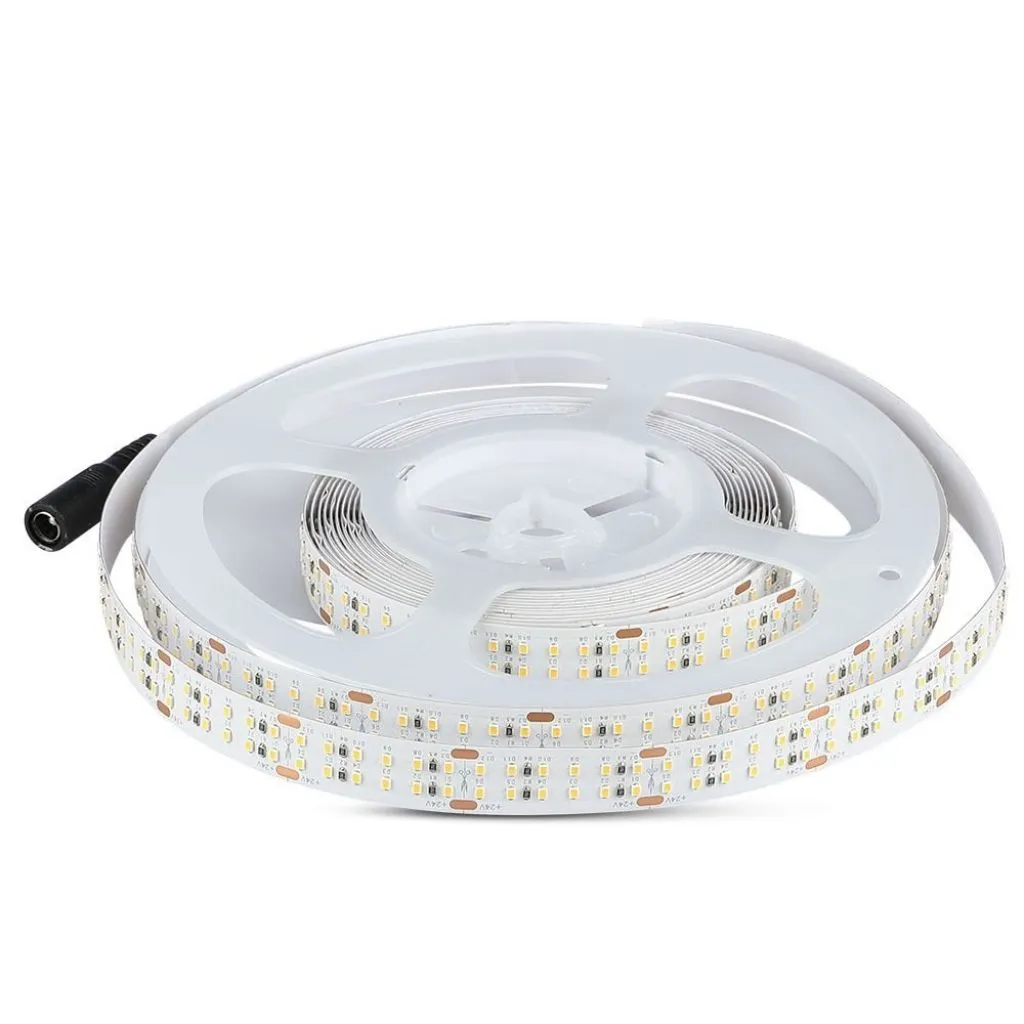 Strip LED SMD2216 30Wm 5m 360 LEDm con Connettore Jack 2.1 da 24V CRI95 3000K 14mm, vista del rotolo