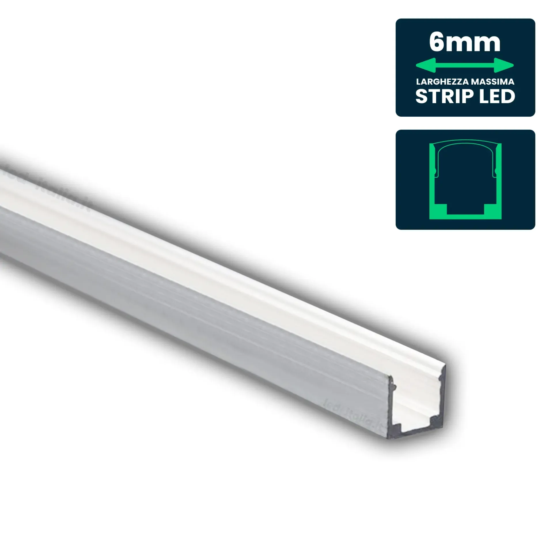 Profilo In Alluminio Per Neon Flex 2M Per Vt 559, vista angolata dall'alto