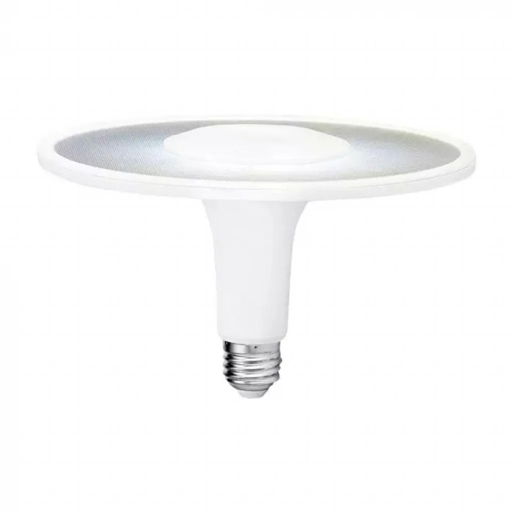 Lampadina LED Chip Samsung E27 18W UFO Acrilico Plastica 3000K, vista complessiva