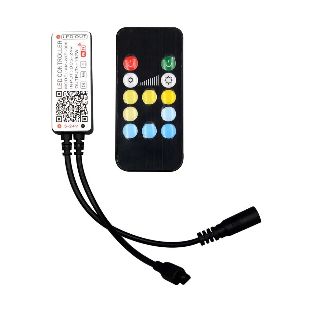 Controller Dimmer Smart WiFi /Infrarossi IR per Strip LED CCT 2 Canali 12V/24V 6A con Telecomando 12 Tasti, vista generale prodotti