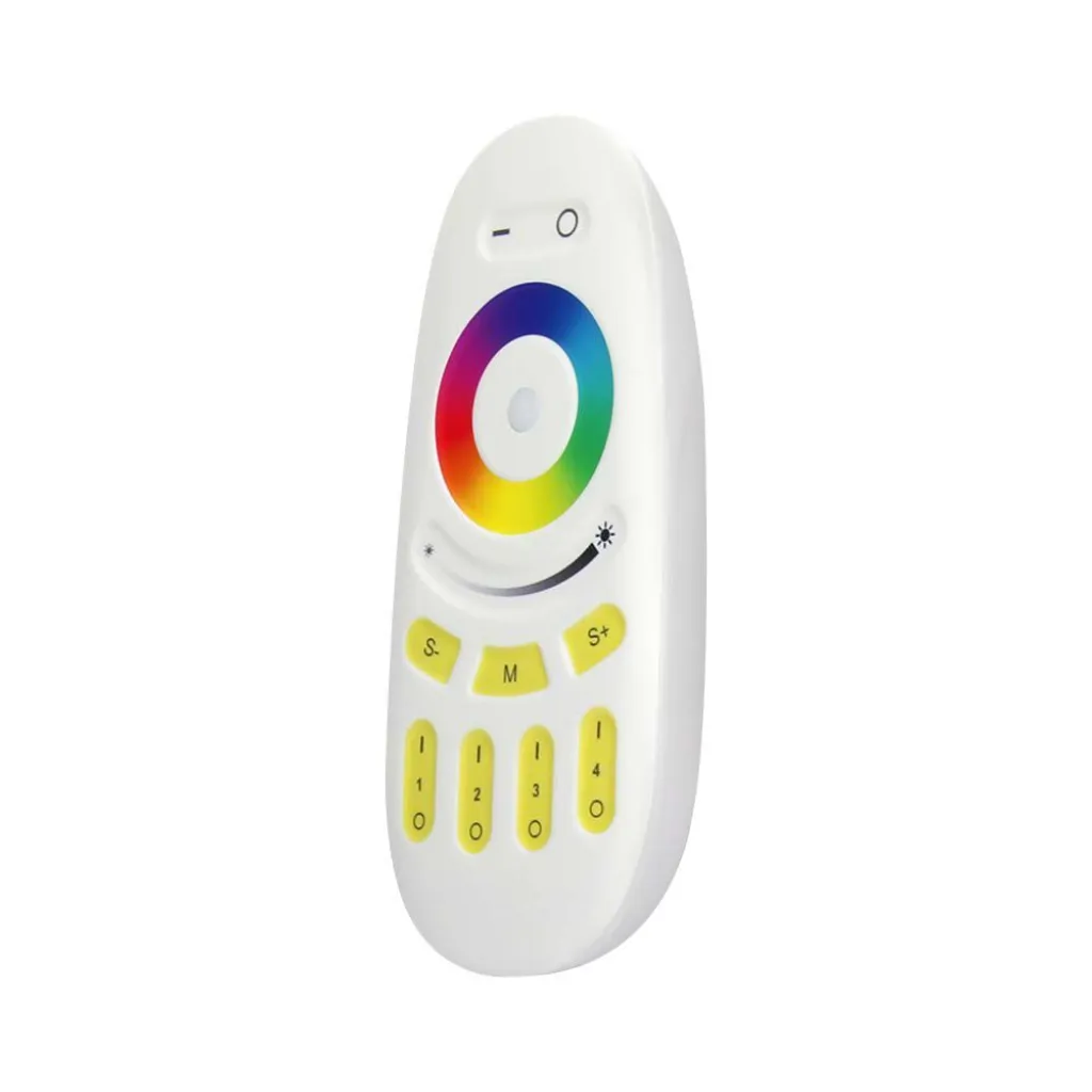 Telecomando Touch RF 2.4GHz per Controller Strip LED RGBW 4 Zone Colore Bianco, vista frontale angolata