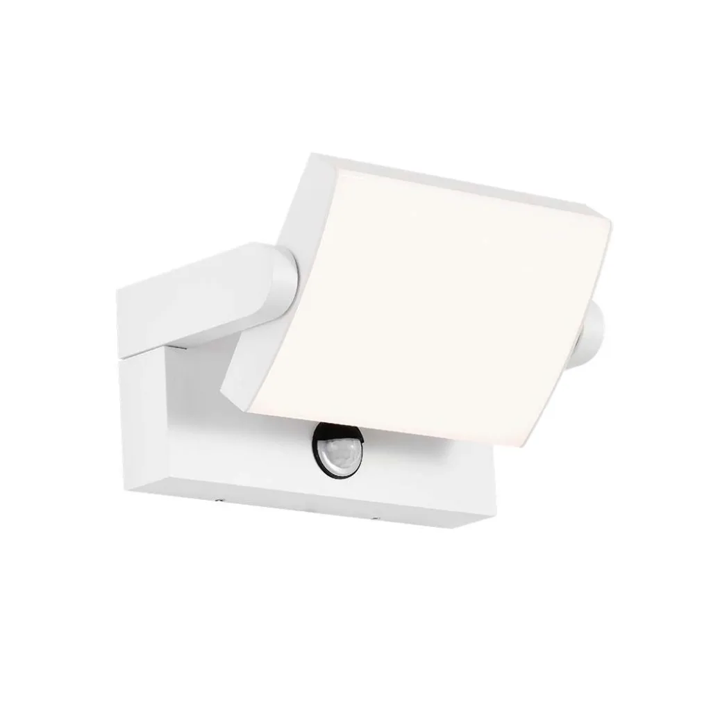 Lampada LED da Muro Rettangolare 17W 120LM/W Con Sensore PIR Colore Bianco Ruotabile 3000K, vista angolata frontale