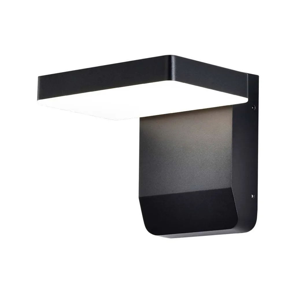 Lampada LED da Muro Quadrata 17W 150LM/W Colore Nero 3000K, vista frontale angolata