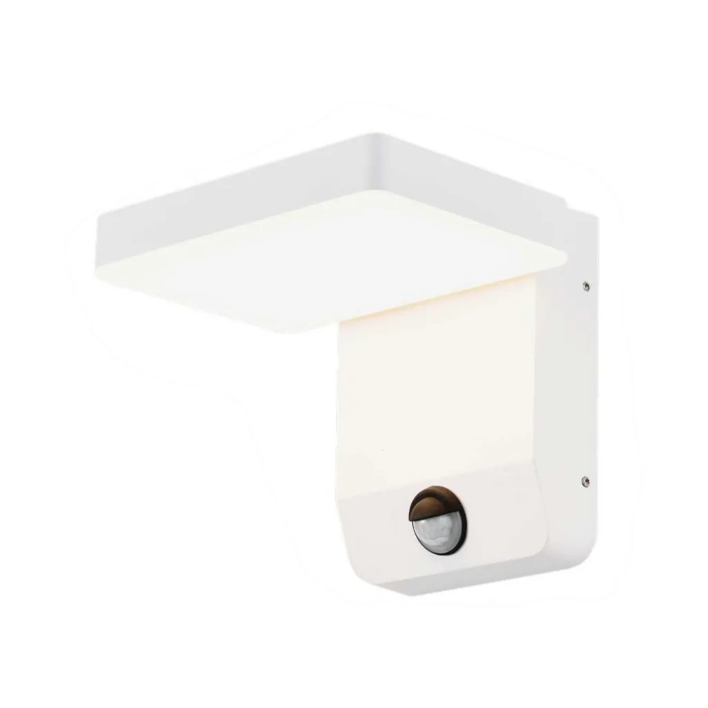 Lampada LED da Muro Quadrata 17W 150LM/W con Sensore Bianca 4000K, vista angolata frontale