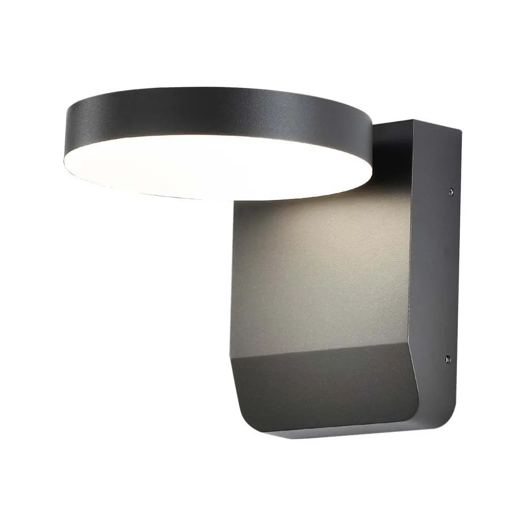 Lampada LED da Muro Rotonda 17W 150LM/W Colore Nero 3000K, vista frontale