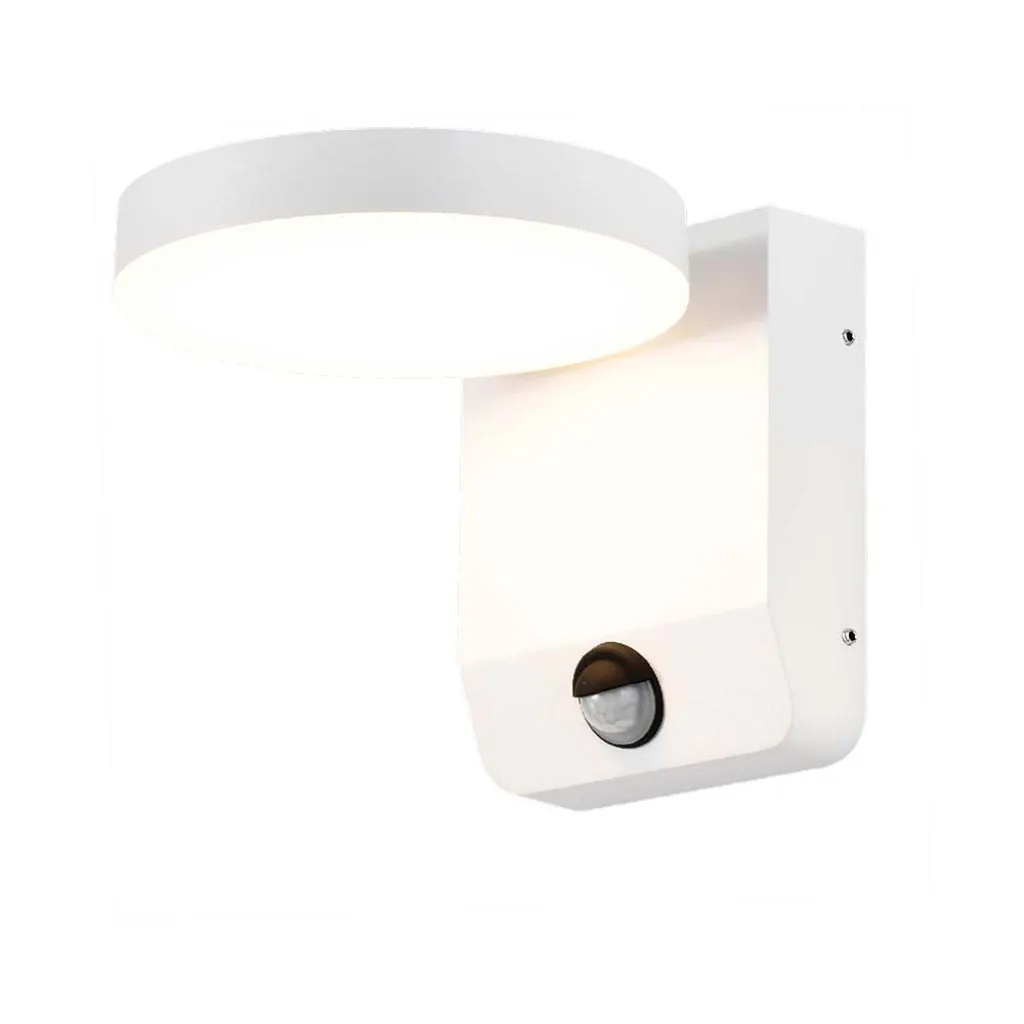 Lampada LED da Muro Rotonda 17W 150LM/W con Sensore Bianca 4000K, vista angolata