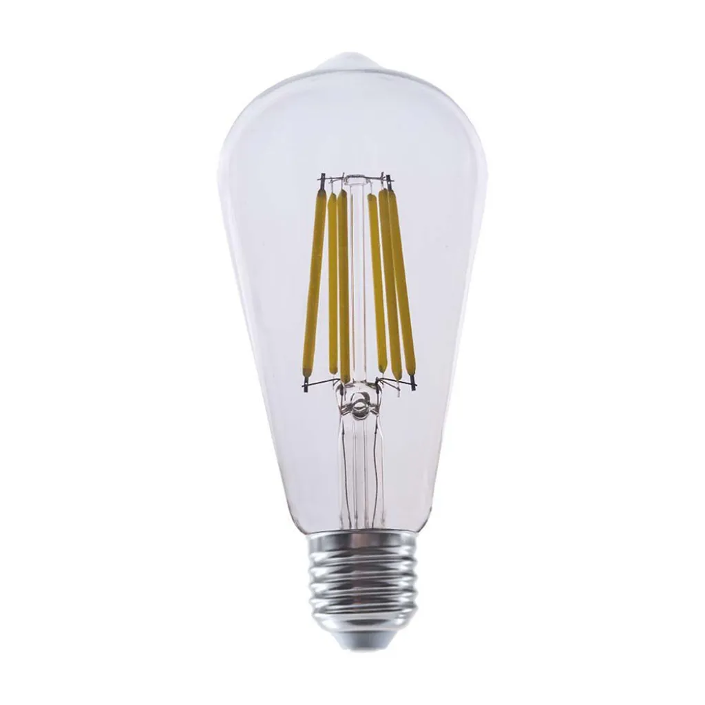 Lampadina LED E27 4W ST64 Filamento Colore Trasparente 3000K, vista frontale