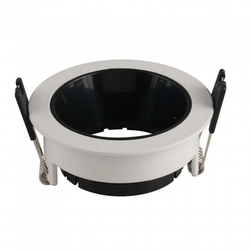 Portafaretto LED da Incasso GU10 Rotondo Colore Bianco con Supporto Orientabile Nero, vista generale