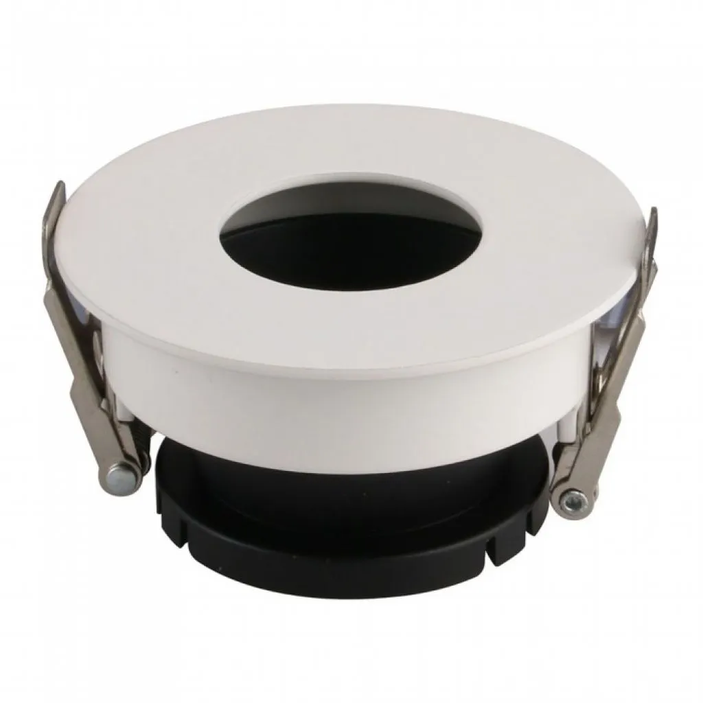 Portafaretto LED da Incasso GU10 Rotondo Colore Bianco con Interno Nero, vista angolata