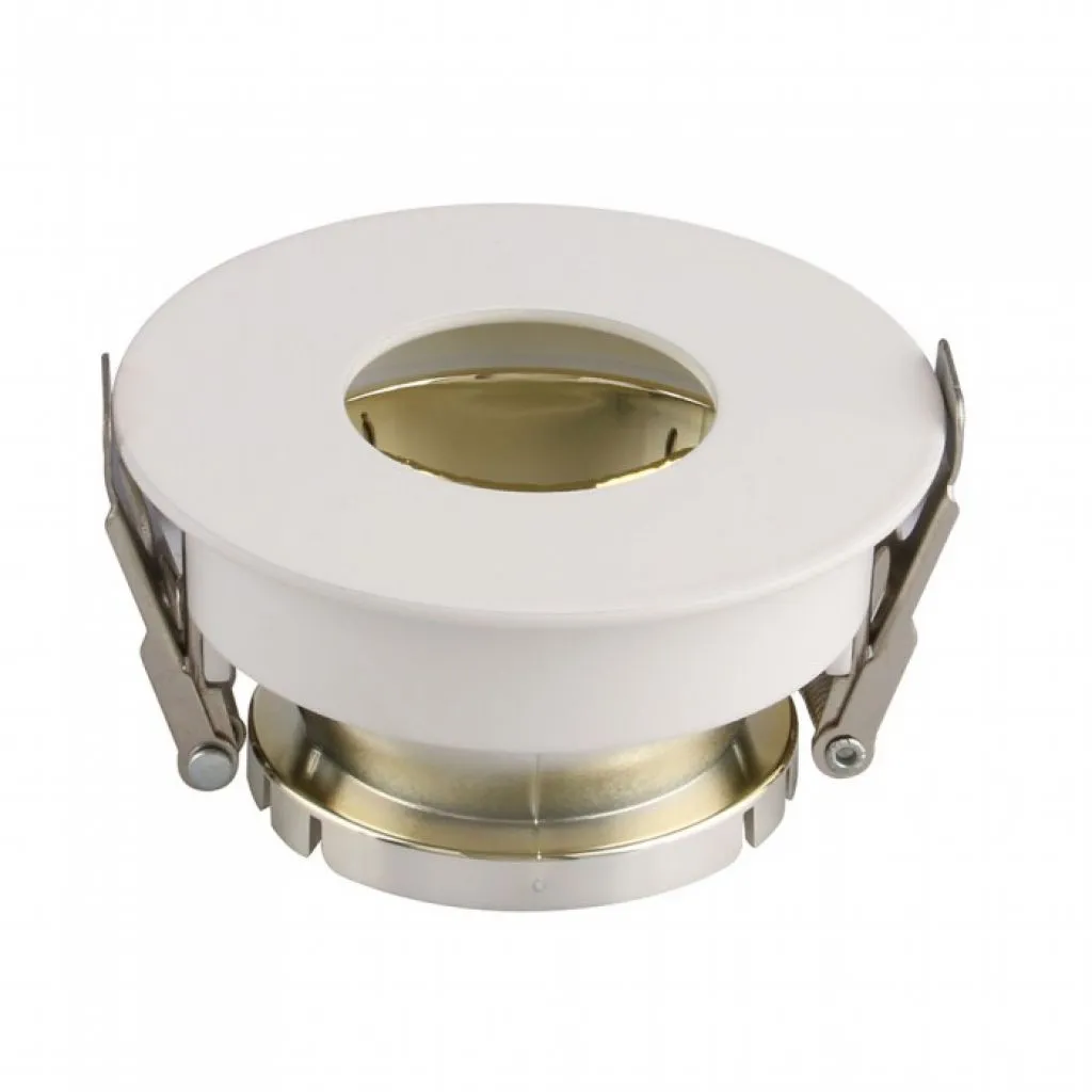 Portafaretto LED da Incasso GU10 Rotondo Colore Bianco con Interno Oro, vista angolata dall'alto