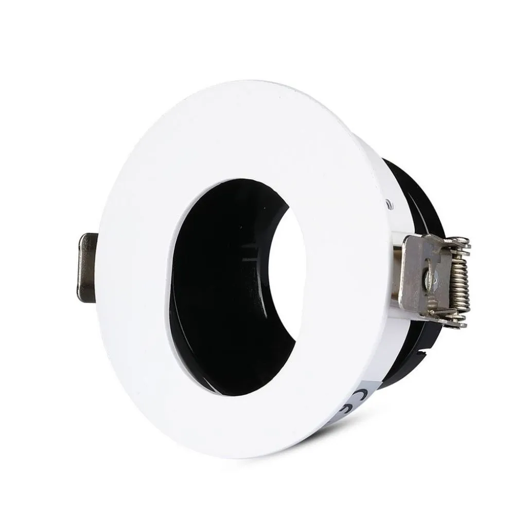 Portafaretto LED da Incasso GU10 Rotondo Orientabile con Foro Ovale Colore Bianco con Interno Nero, vista angolata