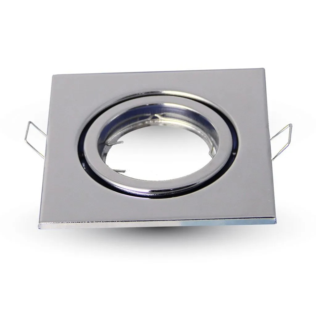 Portafaretto LED da Incasso Quadrato GU10 e GU5.3 (MR16) Colore Cromato Orientabile, vista frontale