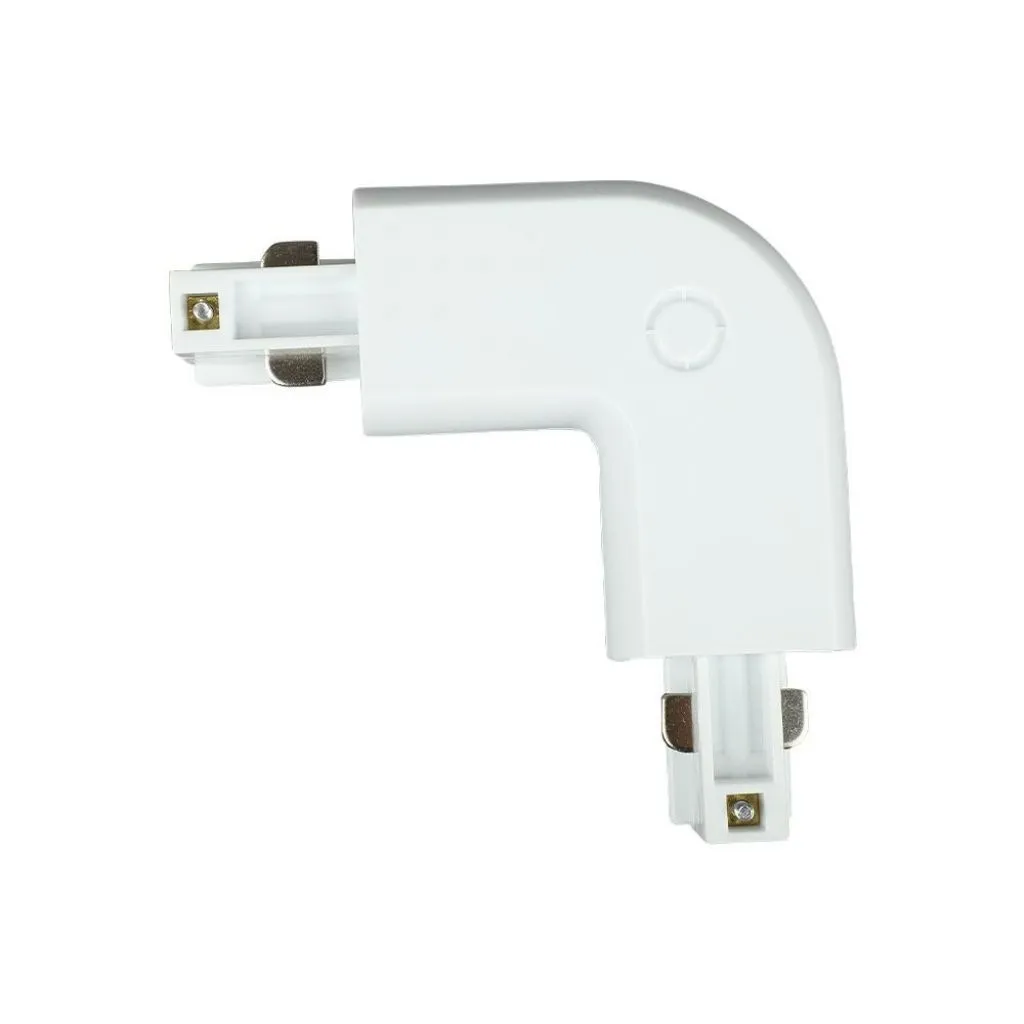 Raccordo a L per Binario Trifase Colore Bianco, vista angolata