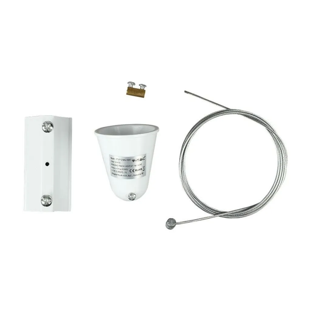 Kit da Sospensione per Binario Trifase Colore Bianco, vista dei componenti