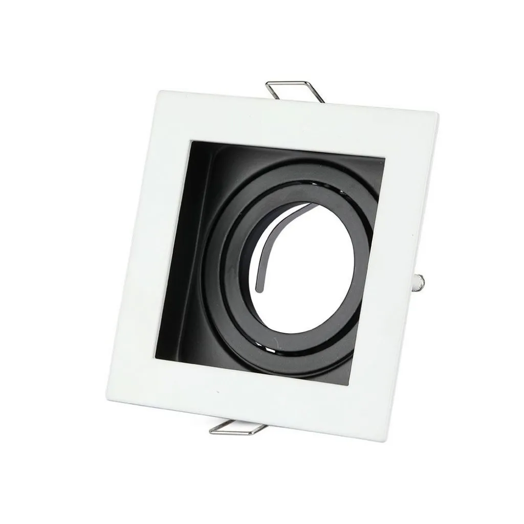 Portafaretto LED da Incasso Quadrato GU10 e GU5.3 (MR16) Colore Bianco Orientabile, vista ang