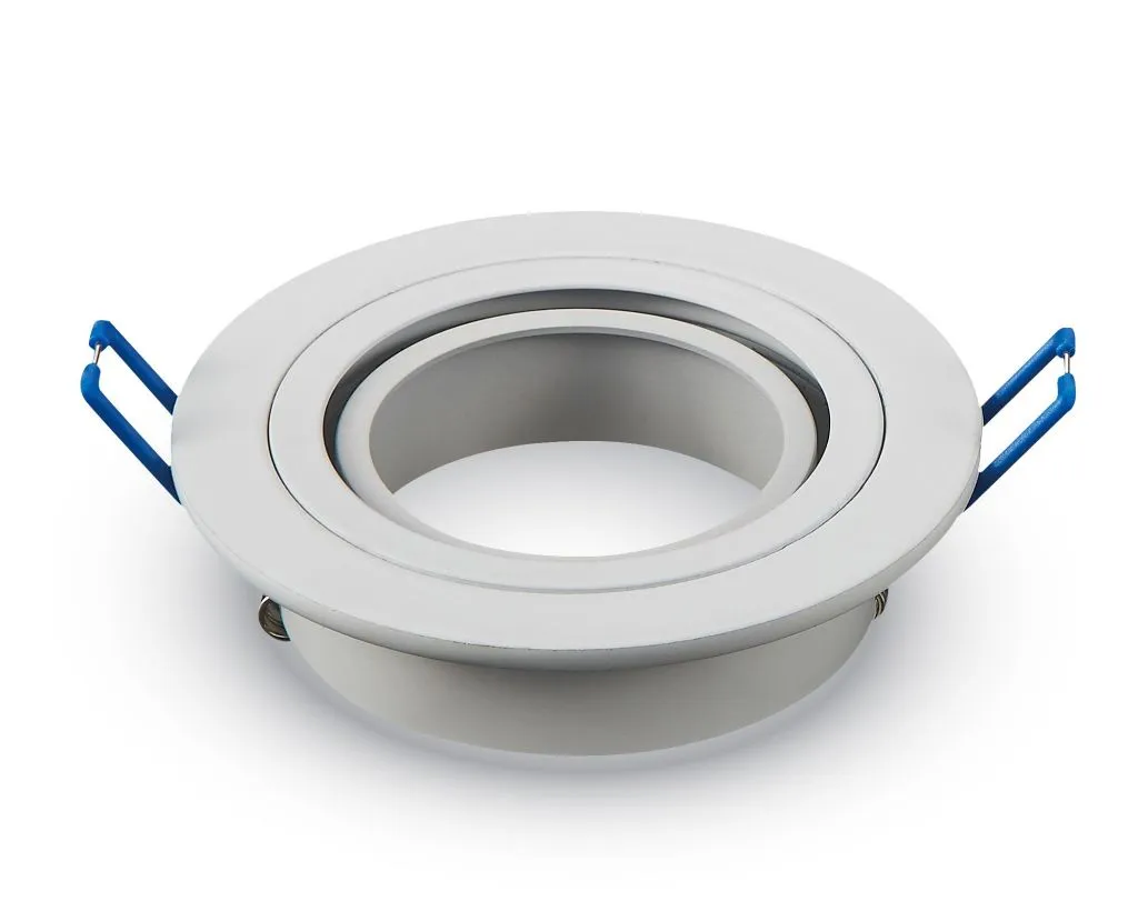 Portafaretto LED da Incasso Rotondo GU10 e GU5.3 (MR16) Colore Bianco Orientabile, vista angolata