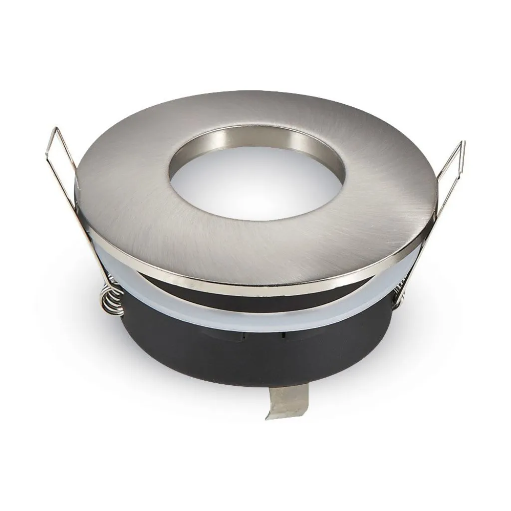 Portafaretto LED da Incasso Rotondo GU10 e GU5.3 (MR16) Colore Grigio Satinato, vista angolata