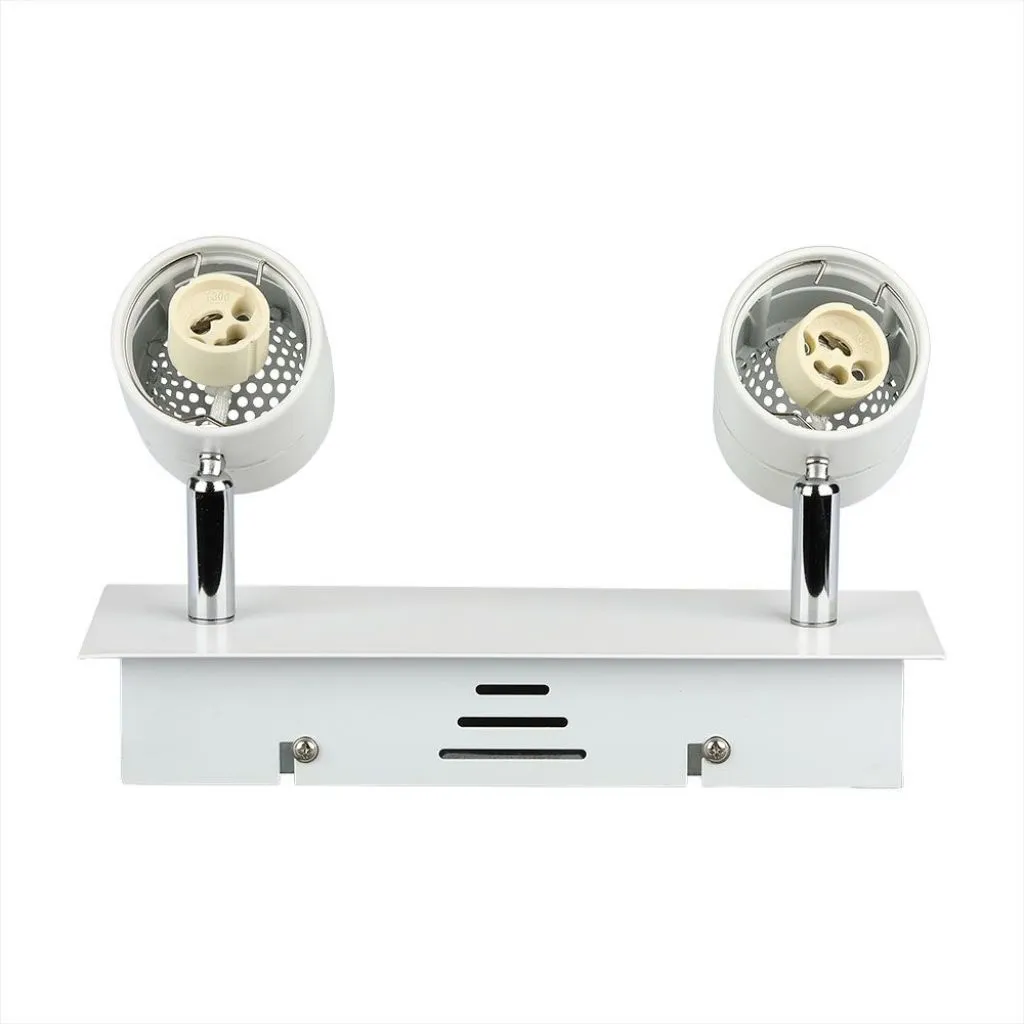 Portafaretto LED Doppio da Incasso 2xGU10 e GU5.3 (MR16) Colore Bianco Orientabile, vista frontale