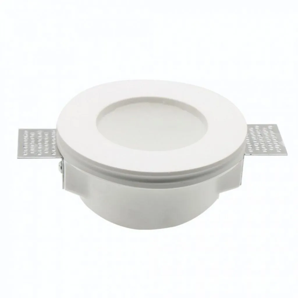 Portafaretto LED Montaggio a Incasso Rotondo GU10 e GU5.3 (MR16) Corpo in Gesso Copertura Satinata, vista angolata