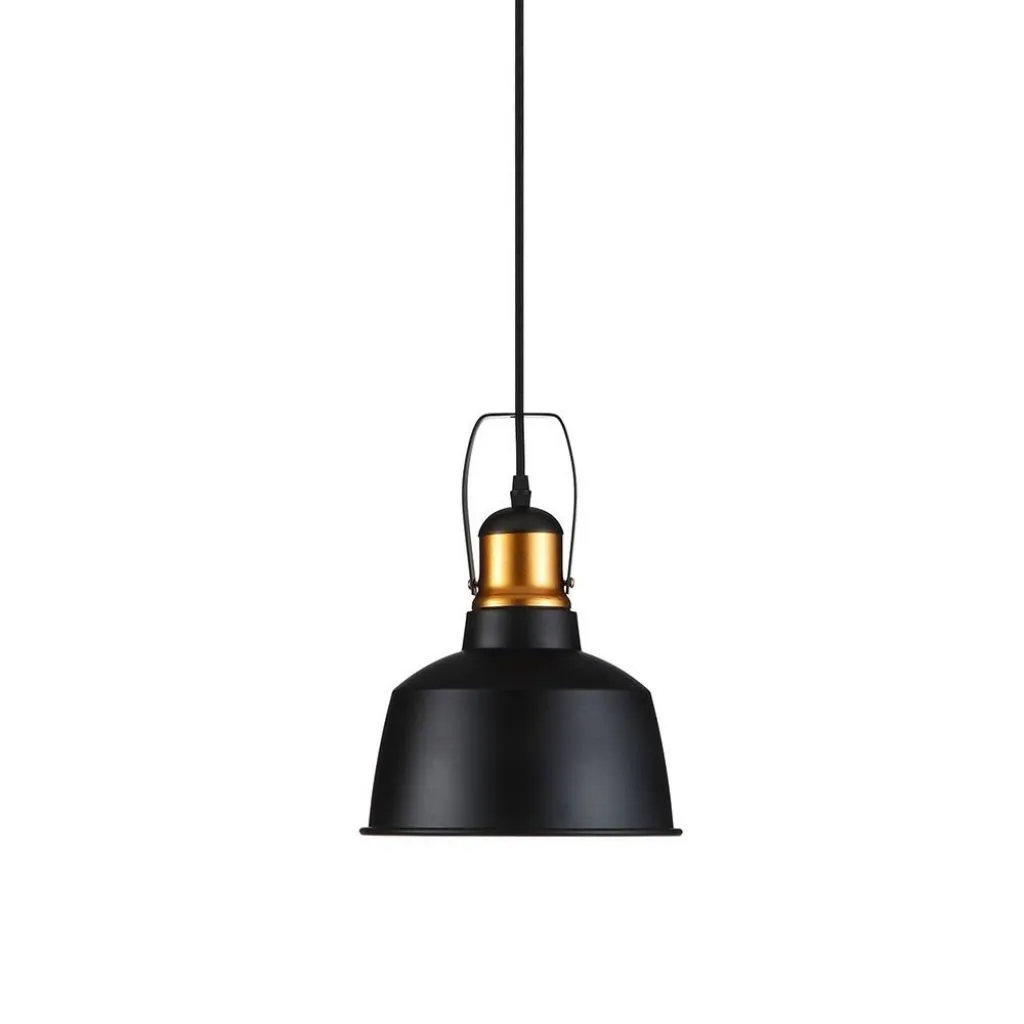 Lampadario LED Vintage in Metallo con Portalampada E27 (Max 60W) Colore Nero, vista frontale