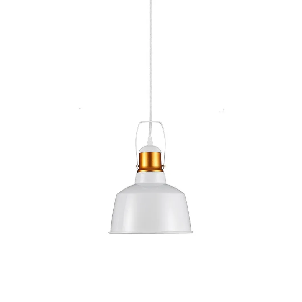 Lampadario LED Vintage in Metallo con Portalampada E27 (Max 60W) Colore Bianco, vista frontale