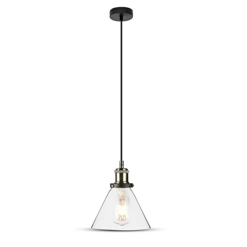 Lampadario LED a Campana in Vetro con Portalampada E27 (Max 60W) Colore Trasparente, vista frontale