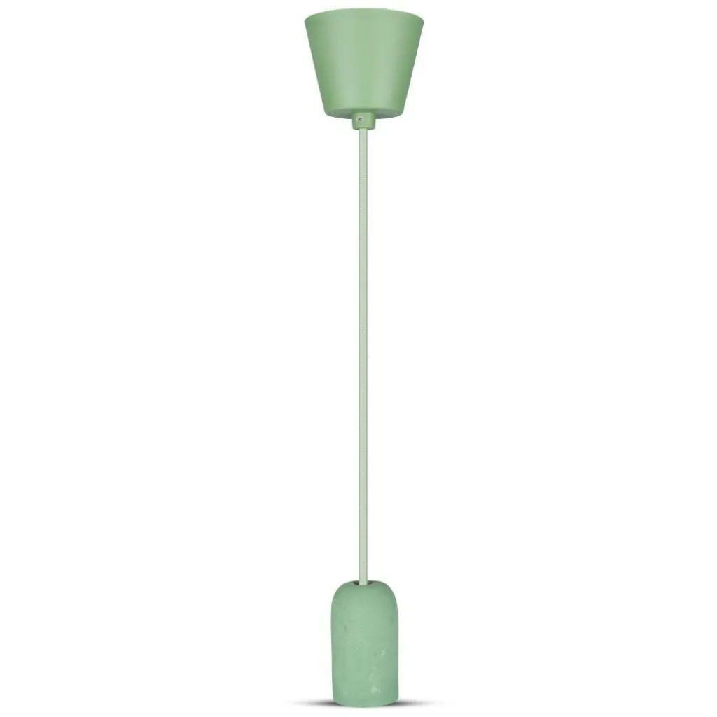 Lampadario LED a Cilindro in Calcestruzzo con Portalampada E27 (Max 60W) Colore Verde, vista frontale