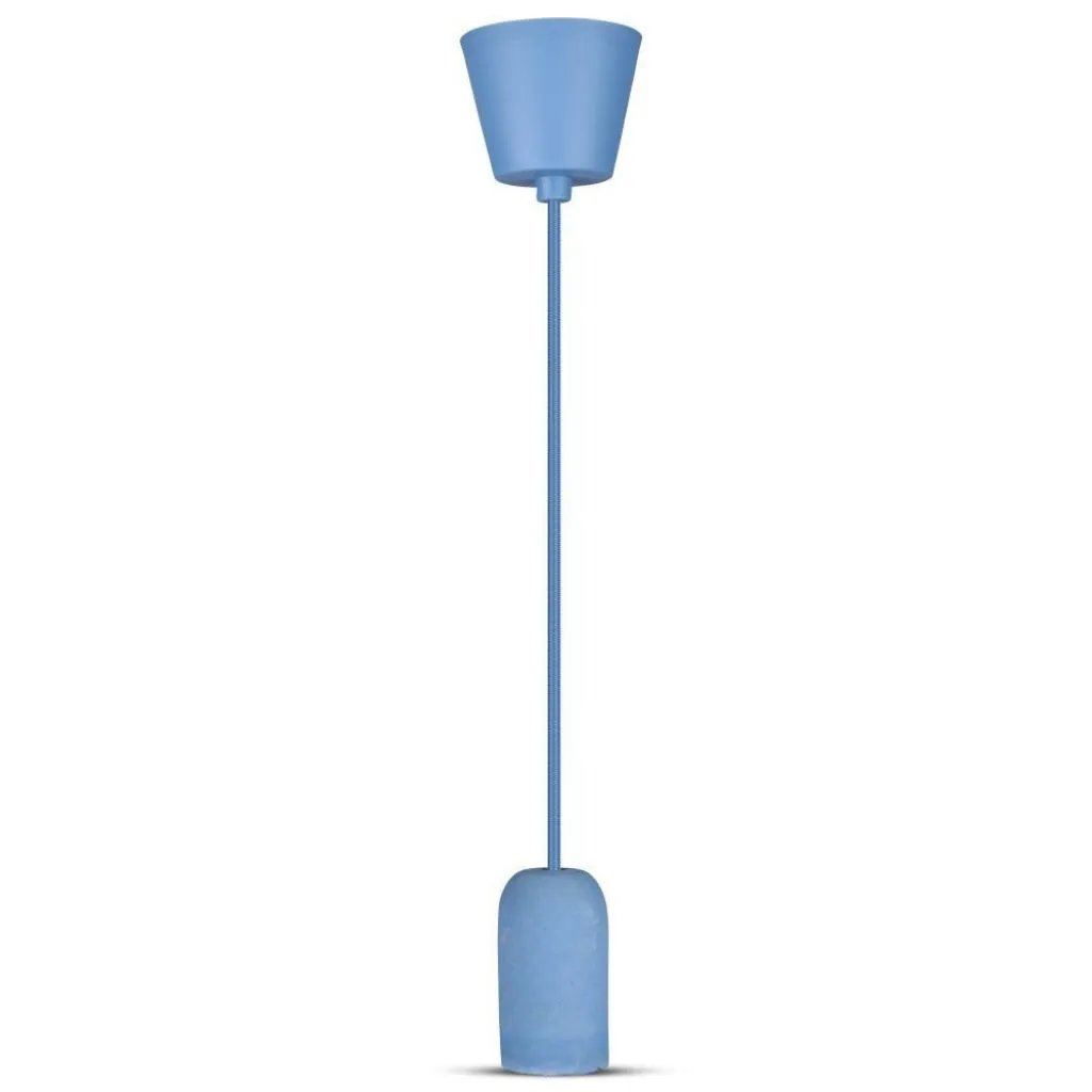 Lampadario LED a Cilindro in Calcestruzzo con Portalampada E27 (Max 60W) Colore Blu, vista frontale
