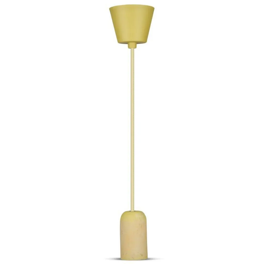 Lampadario LED a Cilindro in Calcestruzzo con Portalampada E27 (Max 60W) Colore Giallo, vista frontale