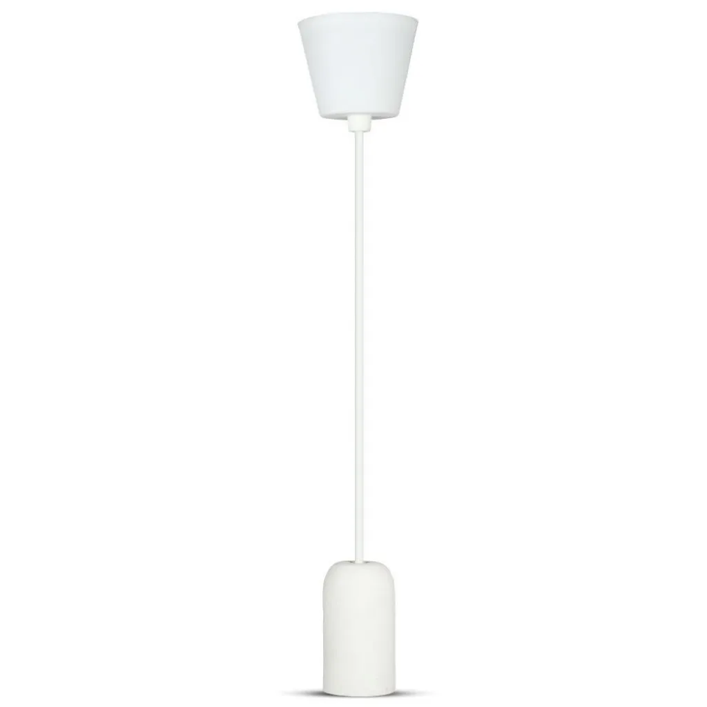 Lampadario LED a Cilindro in Calcestruzzo con Portalampada E27 (Max 60W) Colore Bianco, vista frontale