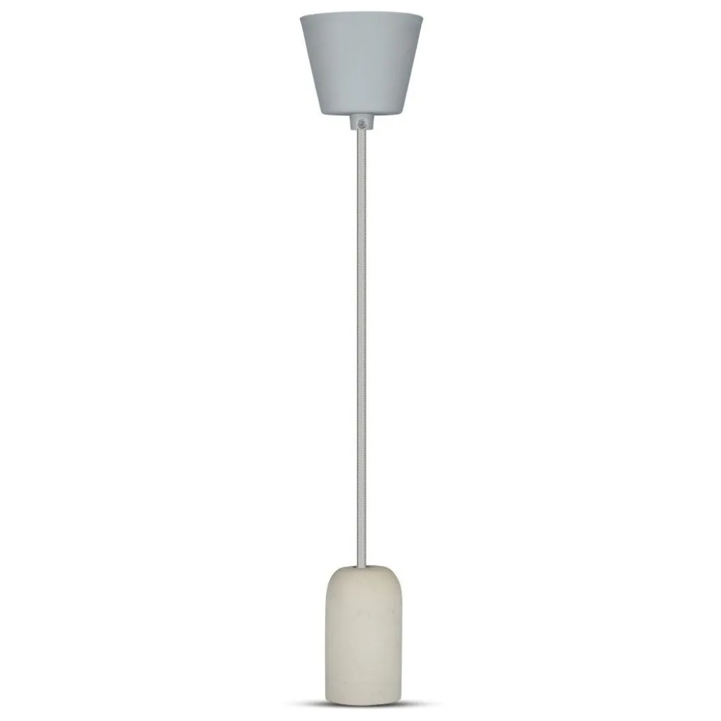 Lampadario LED a Cilindro in Calcestruzzo con Portalampada E27 (Max 60W) Colore Grigio, vista frontale