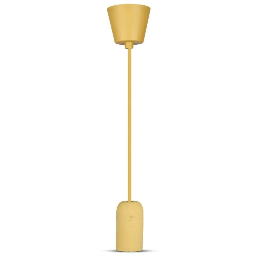 Lampadario LED a Cilindro in Calcestruzzo con Portalampada E27 (Max 60W) Colore Beige, vista frontale
