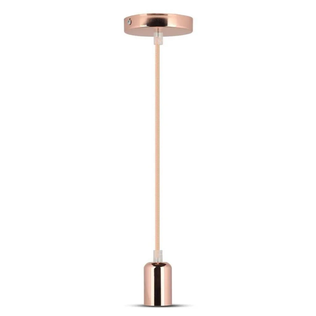 Lampadario LED in Alluminio Cromato a Specchio con Portalampada E27 (Max 60W) Colore Rosa Dorato, vista frontale