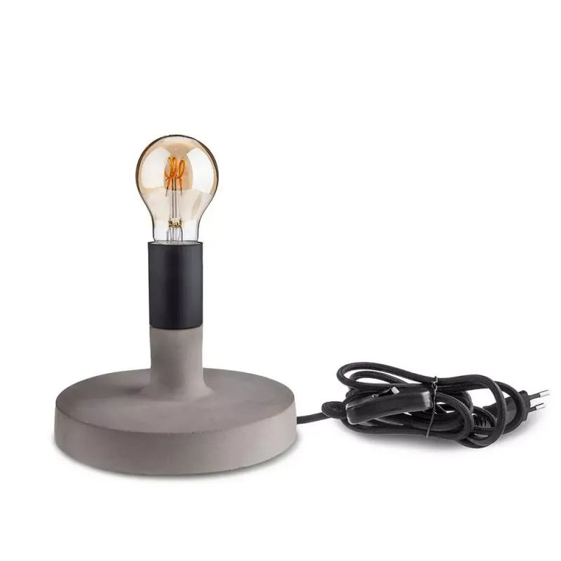 Lampada LED da Tavolo Rotonda con Portalampada E27 (Max 60W) Base in Calcestruzzo, vista frontale