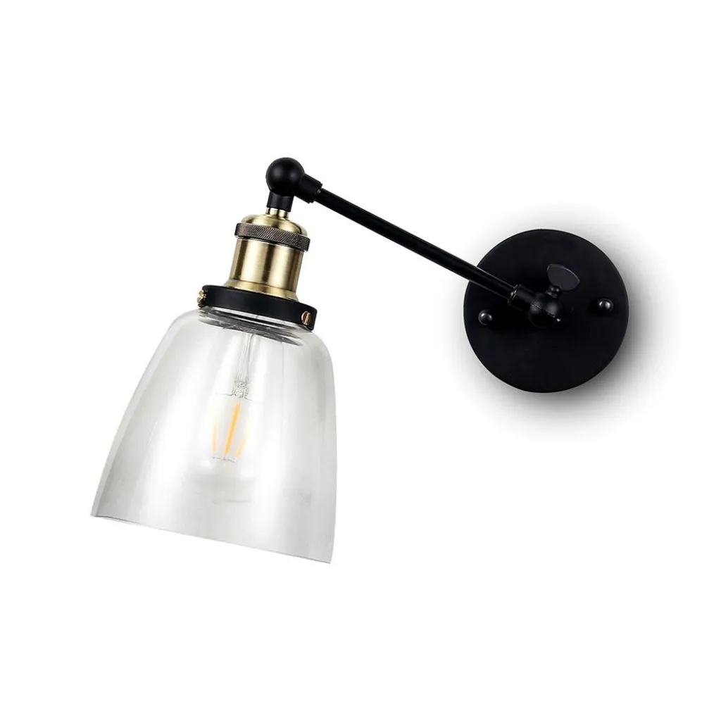 Lampada LED da Muro con Portalampada E27 (Max 60W) con Campana in Vetro d: 140mm, vista angolata