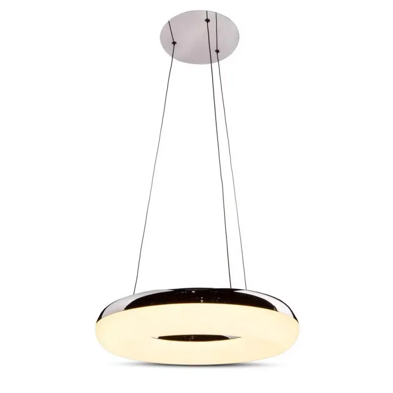 Lampadario LED a Sospensione 40W Design ad Anello in Acciaio 3000K, vista angolata frontale